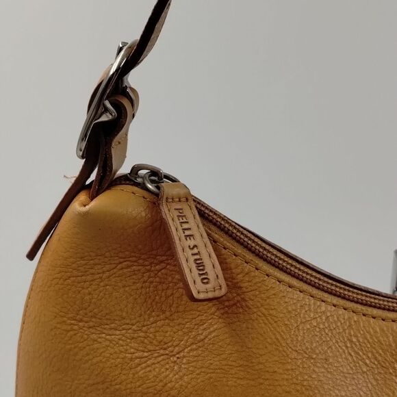 Wilsons Pelle Studio Italian Leather Handbag Satchel Caramel Camel color - Picture 3 of 14